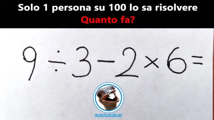 indovinelli matematici sai quanto fa 6