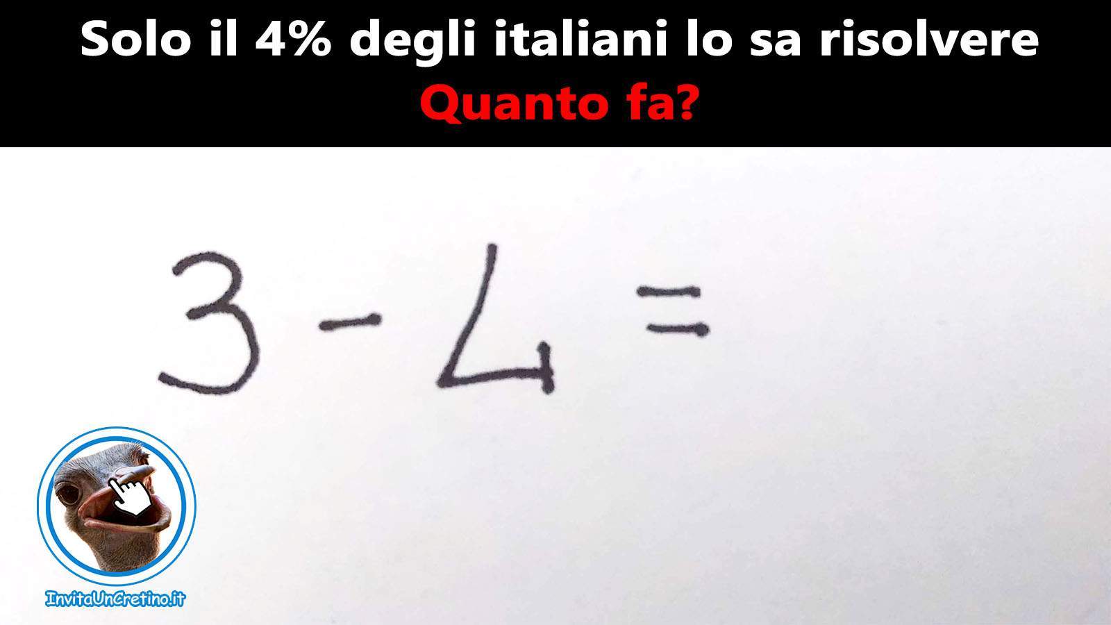 indovinello di matematica quanto fa sottrazione risultato numero negativo